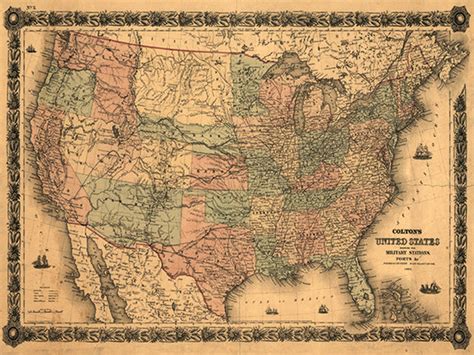 USA Map Print American Map Vintage Map Print Old Map Antique | Etsy