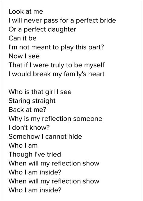 Reflection from mulan | Disney song lyrics, Disney lyrics, Disney songs