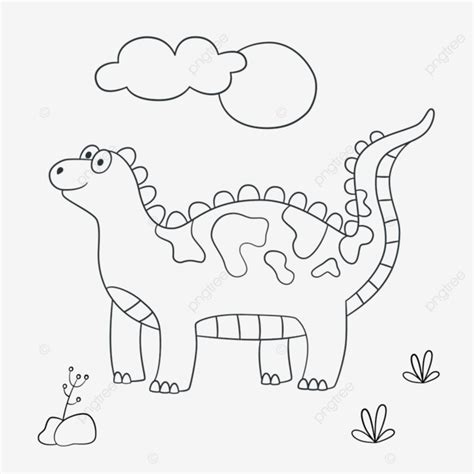 Coloring Book Cute Vector Hd PNG Images, Cute Dinosaur Dino Coloring ...