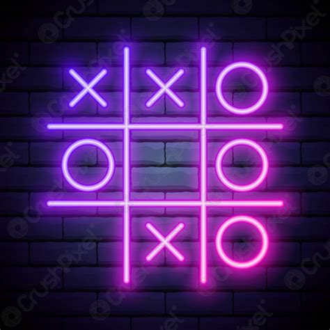 Tic tac toe game, linear outline icon Colour neon style - stock vector 2806280 | Crushpixel