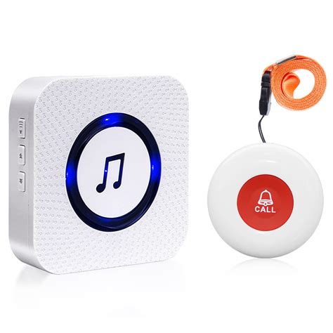 Wireless Caregiver Pager/Buzzer Call Bell/Safety Alarm/SOS Call Panic Button 500+ Feet Plugin ...