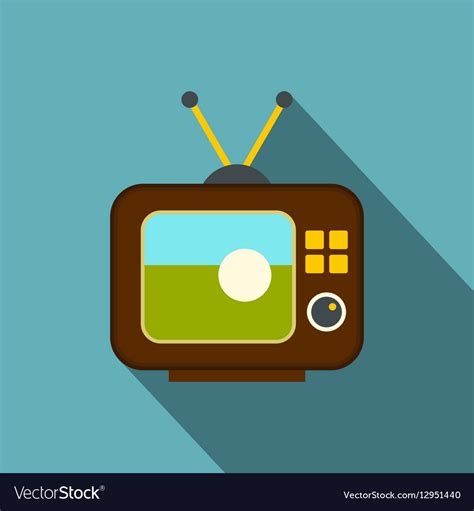 Ball on the screen of retro tv icon flat style Vector Image