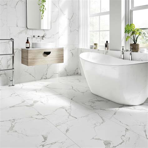 Modern Statuario Carrara Marble Effect Matt Tiles | Walls & Floors