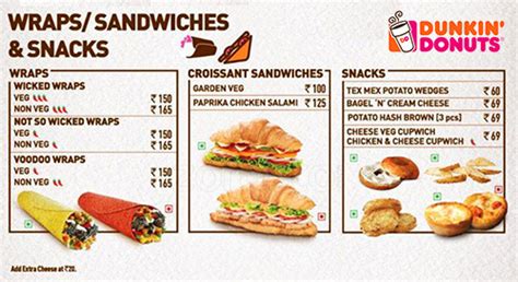 dunkin donuts sandwich menu