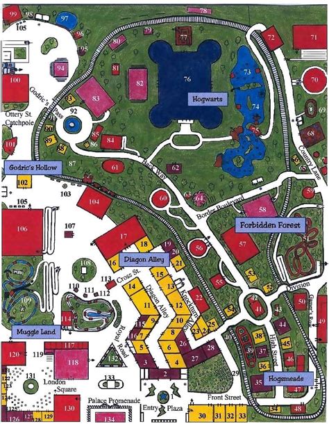 Harry Potter's World of Magic Theme Park Map