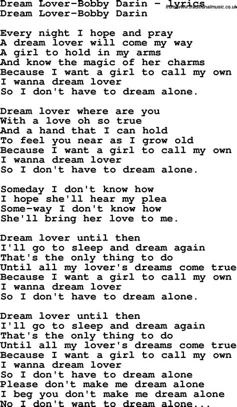 Love Song Lyrics for:Dream Lover-Bobby Darin