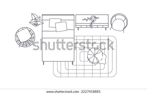 Bedroom Interior Layout Top View Overhead Stock Vector (Royalty Free ...