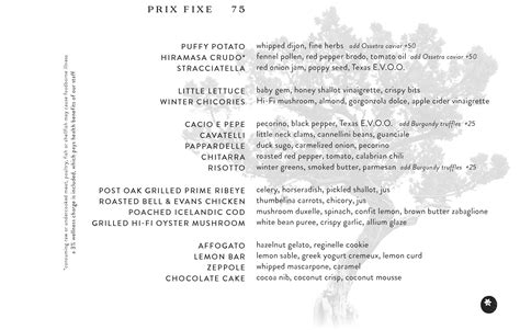 Prix Fixe Menu - Juniper Italian Cuisine