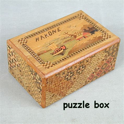 Vintage HAKONE Japanese Puzzle Box Inlaid Wood Scotty Dogs ...