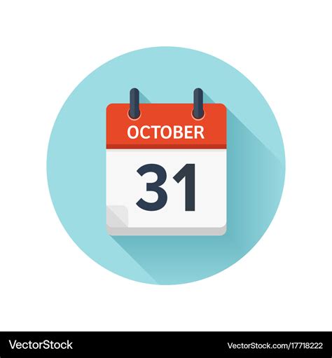 October 31 flat daily calendar icon date Vector Image