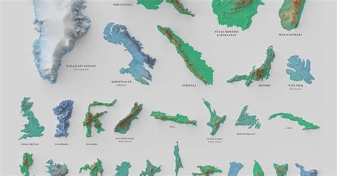 Visualizing the World’s 100 Biggest Islands : mapmaking