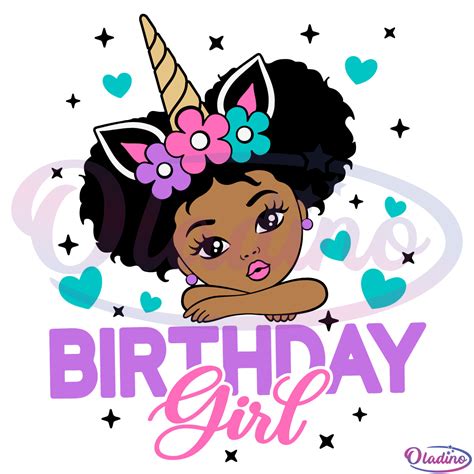 Birthday Girl Unicorn Svg Digital File, Peekaboo Girl Svg, Afro