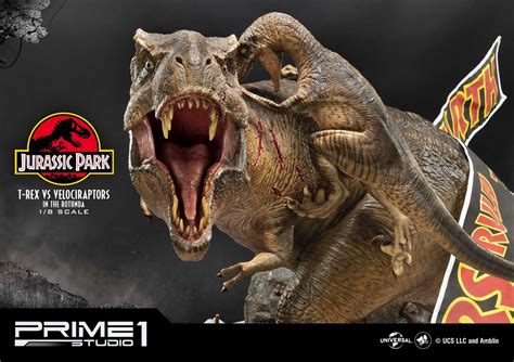 T-Rex vs Velociraptors - 26" Premium Statue | at Mighty Ape NZ