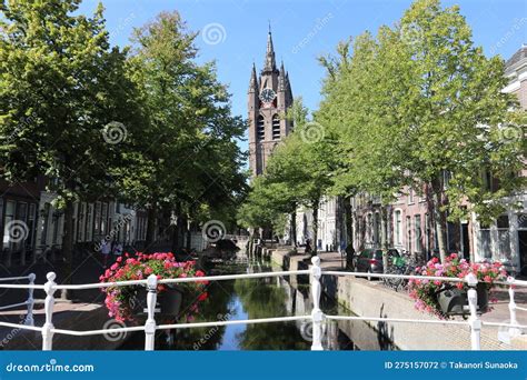 The Old Church Tower in the Old Town of Delft, Netherlands Stock Photo - Image of tower, holland ...