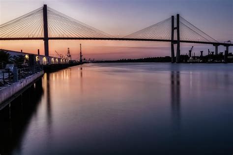 Savannah River Bridge at sunset Photograph by Shelia Hunt