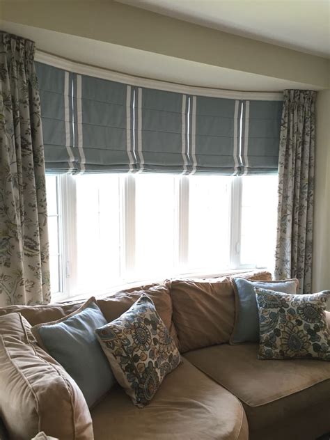 I am often asked how to dress a bow window, here is a great option! Custom Roman blind… | Window ...