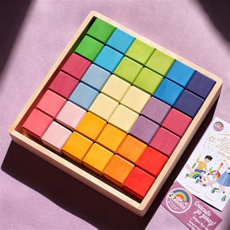 Rainbow wooden blocks set / Wooden blocks / Building blocks set ...