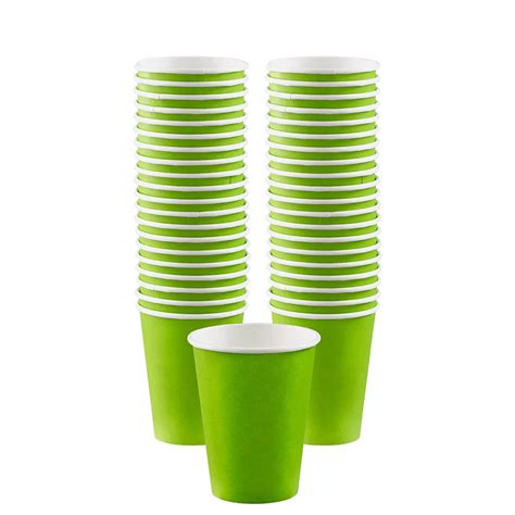 Big Party Pack Kiwi Green Paper Coffee Cups 40ct 12oz | Party City