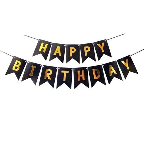 Black and Gold Metallic Foil Large Happy Birthday Banner/party - Etsy