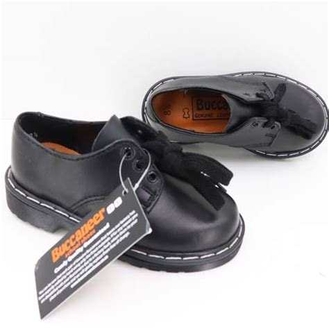 Black Genuine Leather School Shoes - Boys Buccaneer - AWA Wholesale