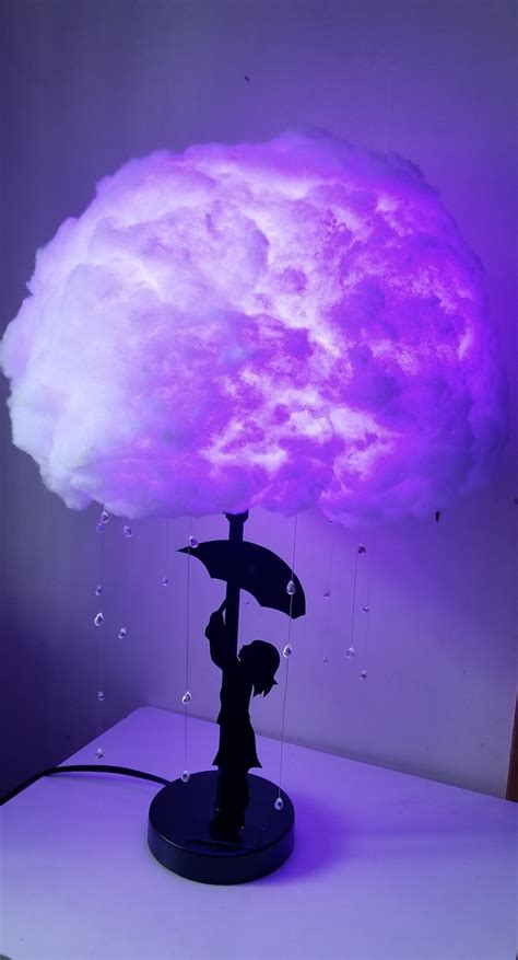 Table Lamp Rain Cloud With Little Girl Night Light Nursery - Etsy