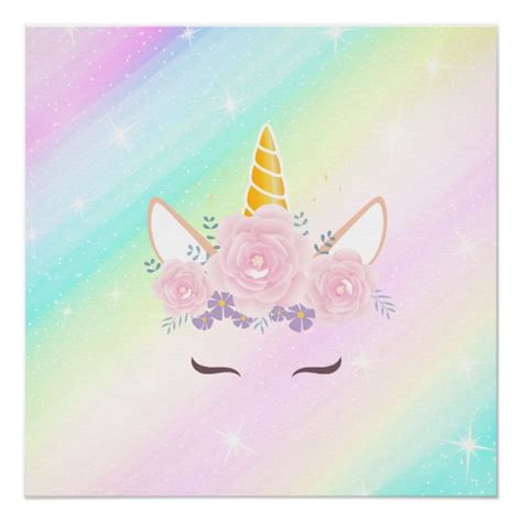 Pastel Rainbow & Magical Unicorn Poster | Zazzle.com | Unicorn poster, Unicorn painting, Pastel ...