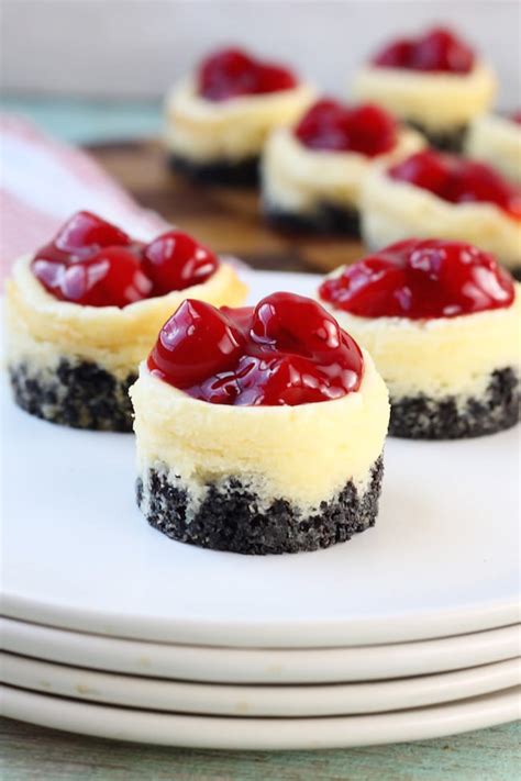 Mini Cherry Cheesecakes Recipe - Miss in the Kitchen