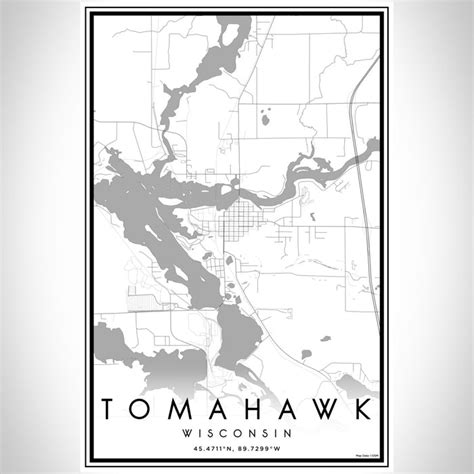 Tomahawk - Wisconsin Map Print in Classic — JACE Maps