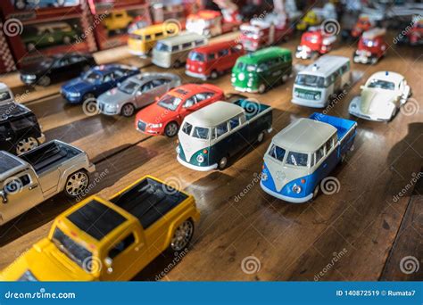 Retro (vintage) Toy Cars Collection on a Wooden Table Stock Image - Image of model, collection ...