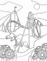 Amusement Park Childrens Coloring Page Roller Coaster  sketch template