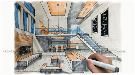 HOW TO DRAW INTERIOR PERSPECTIVE - YouTube