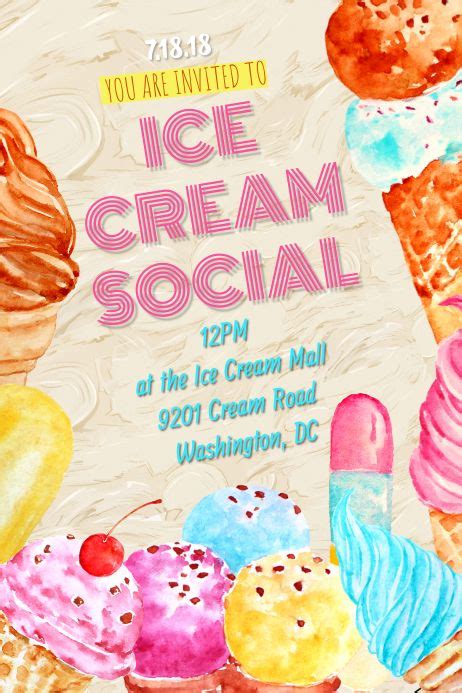 Ice Cream Social | Ice cream social, Ice cream social invitations, Ice ...