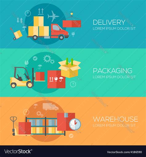 Flat design concepts for warehouse packing Vector Image