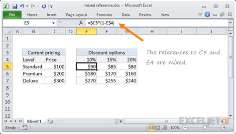 Excel Mixed reference | Exceljet