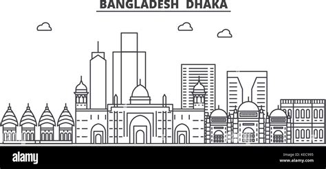 Bangladesh, Dhaka architecture line skyline illustration. Linear vector ...