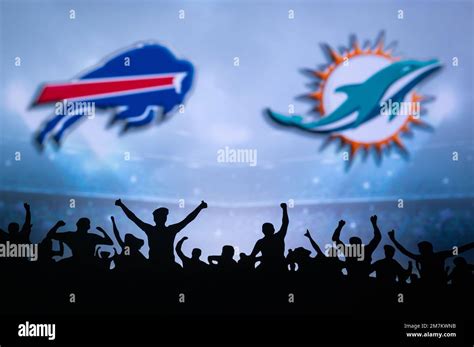 BUFFALO, USA, JANUARY 10, 2023: Miami Dolphins vs. Buffalo Bills. NFL Wild Card Round 2023 ...