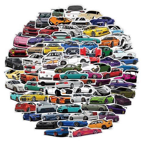 Buy XINJIAN JDM Race Car Stickers Packs 100PCS, Vinyl Waterproof ...