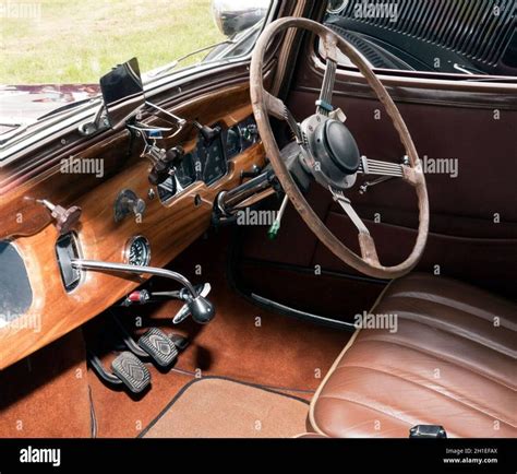 Download this stock image: View of the interior of a Citroen Traction Avant, on display at the ...