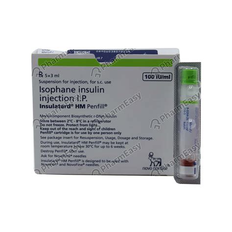 Insulatard Hm Penfill 100 IU Suspension For Injection (3) - Uses, Side Effects, Dosage ...