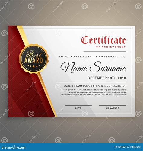 Beautiful Certificate Template Design with Best Award Symbol Stock ...