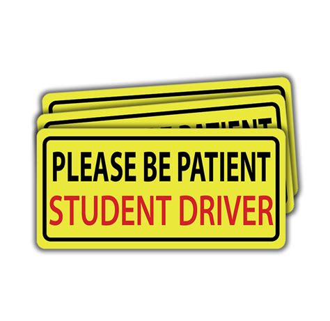 Please Be Patient Student Driver Bumper Sticker (Black) - 3 Pack - DFW Stickers