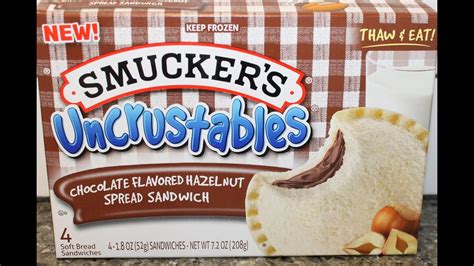 Smuckers Uncrustables Chocolate Flavored Hazelnut Review - YouTube