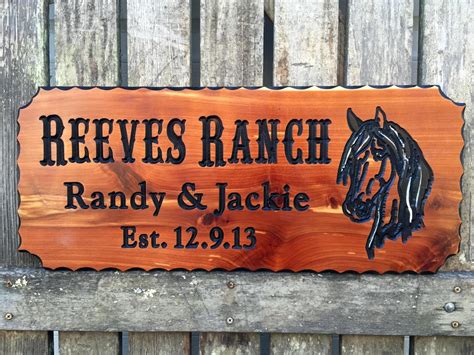 Personalized Rustic Wood Sign | Outdoor Wooden Farm Sign with Horse Head