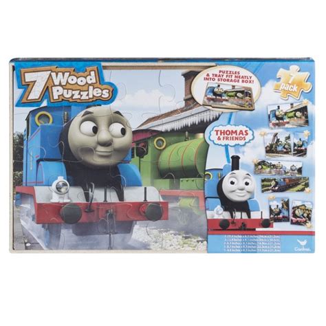 Thomas and Friends 7 Wood Jigsaw Puzzles in Wood Storage Box - Walmart ...