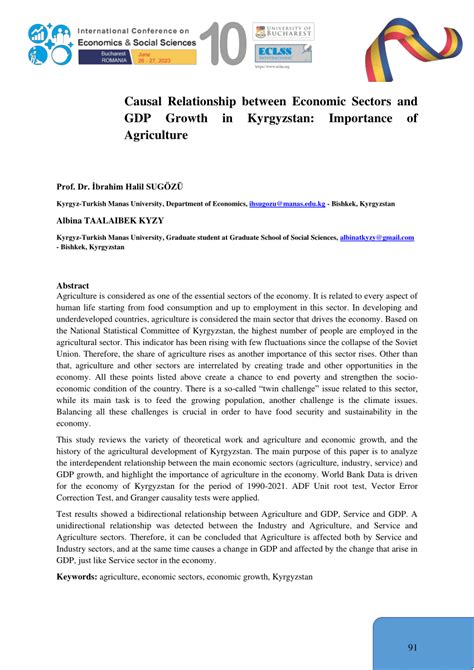 (PDF) Causal Relationship between Economic Sectors and GDP Growth in Kyrgyzstan: Importance of ...