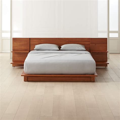 Andes Acacia Wood Platform Bed with Nightstands | CB2 Canada