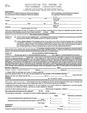 Application For Refund Of Retirement Contributions - North Carolina ... - Ncdot - Fill and Sign ...