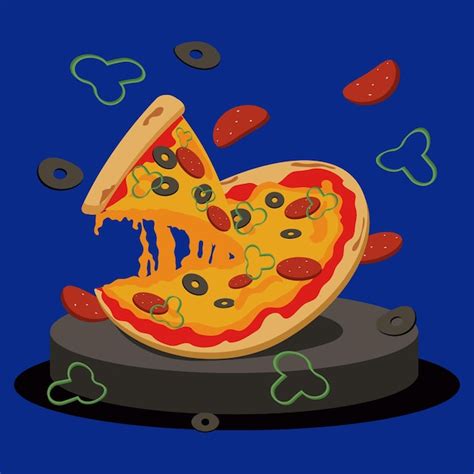 Premium Vector | Pizza street food italian kitchen flying cartoon pizza