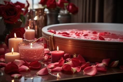 Premium AI Image | decoration romantic bathtub with burning candles ...