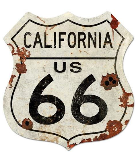 Route California US 66 Shield Metal Sign 40 x 42 Inches